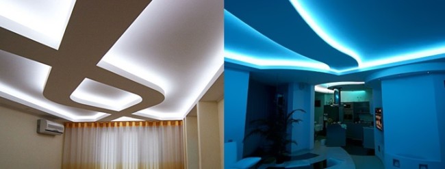 подсветка потолка светодиодной лентой